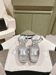 CC HIGH SANDAL SILVER CALFSKIN