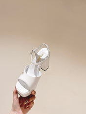 CC HIGH SANDAL WHITE CALFSKIN