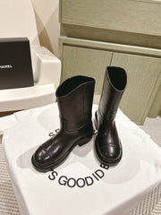 CC SHORT BOOTS BLACK CALFSKIN