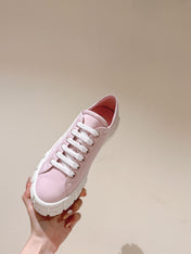 PRA DOUBLE WHEEL RE-NYLON GABARDINE SNEAKERS PASTEL PINK CALFSKIN