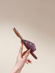 LV WOMEN FLAT MULE IN MAUVE PURPLE SATIN WITH RHINESTONE