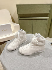 CHLOÉ 26S HIGH-TOP SNEAKERS IN WHITE CALFSKIN