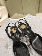AIMÉE HIGH 8 CM SLINGBACK PUMPS IN BLACK SATIN