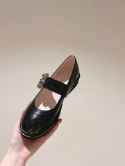 VIV' RANGERS MARY JANES IN BLACK CALFSKIN