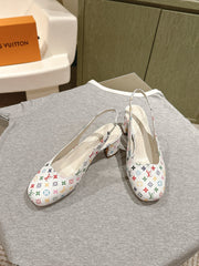 SWING SLINGBACK PUMP 55 MM IN WHITE MONOGRAM CALFSKIN