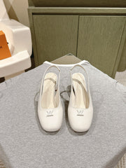 SWING SLINGBACK PUMP 55 MM IN WHITE PATENT CALFSKIN