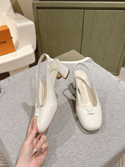 SWING SLINGBACK PUMP 55 MM IN WHITE PATENT CALFSKIN
