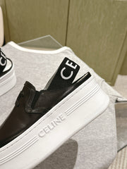 THICK-SOLED ELASTIC BACKLESS SHOES BLACK SHINY CALFSKIN