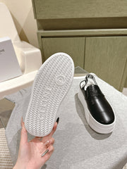 THICK-SOLED ELASTIC BACKLESS SHOES BLACK SHINY CALFSKIN