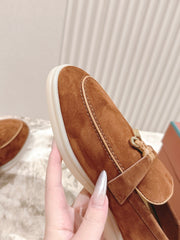 LP LOAFERS 25S IN BROWN SUEDE WITH SILVER HARDWARE