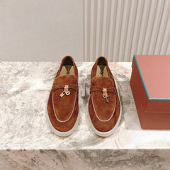 LP LOAFERS 25S IN BROWN SUEDE WITH SILVER HARDWARE