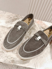 LP LOAFERS 25S IN ASH BROWN SUEDE WITH SILVER HARDWARE