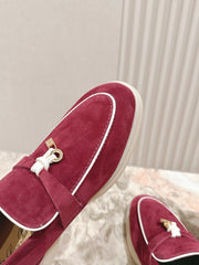 LP LOAFERS 25S IN DEEP BERRY RED SUEDE WITH SILVER HARDWARE