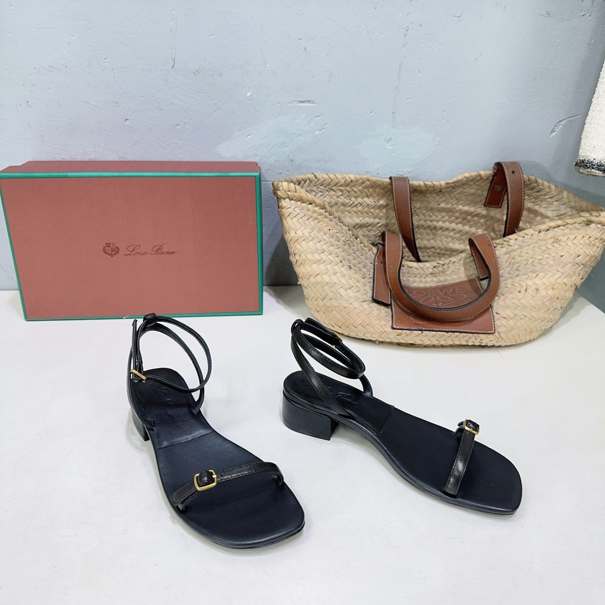 LP MINDIL SANDAL 25 IN BLACK LAMBSKIN