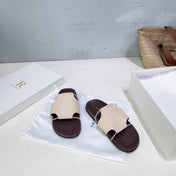 THE ROW 26S STRAP SLIDES IN BEIGE CALFSKIN