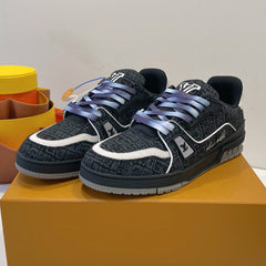 TRAINER SNEAKER IN BLACK MONOGRAM DENIM FABRIC