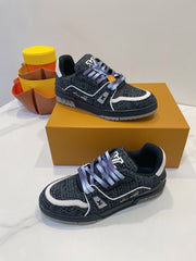 TRAINER SNEAKER IN BLACK MONOGRAM DENIM FABRIC