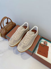SNEAKERS IN LIGHT BEIGE SUEDE WITH CANVAS