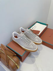 SNEAKERS IN METAL GREY SUEDE WITH CANVAS