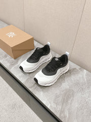 RUN SNEAKER IN WHITE MIX BLACK SUEDE AND MESH FABRIC