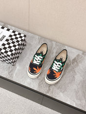 VALENTINO 25S GARAVANI X VANS SNEAKERS IN GREEN MIX BLACK CANVAS