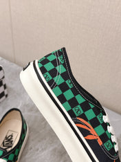 VALENTINO 25S GARAVANI X VANS SNEAKERS IN GREEN MIX BLACK CANVAS