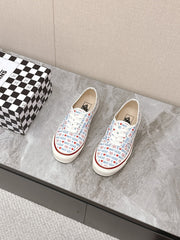 VALENTINO 25S GARAVANI X VANS SNEAKERS IN WHITE MIX BLUE CANVAS