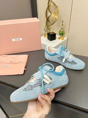 MIUMIU 26S SNEAKERS IN LIGHT BLUE SUEDE