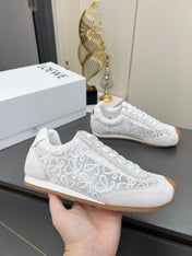 LOEWE 26S RUNNER 2.0 SNEAKERS IN WHITE SUEDE AND ANAGRAM JACQUARD