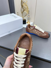 LOEWE 26S RUNNER 2.0 SNEAKERS IN DARK BROWN SUEDE AND ANAGRAM JACQUARD