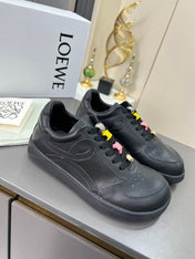 LOEWE 26S LOW TOP SNEAKERS IN BLACK CALFSKIN WITH CHARM LACES