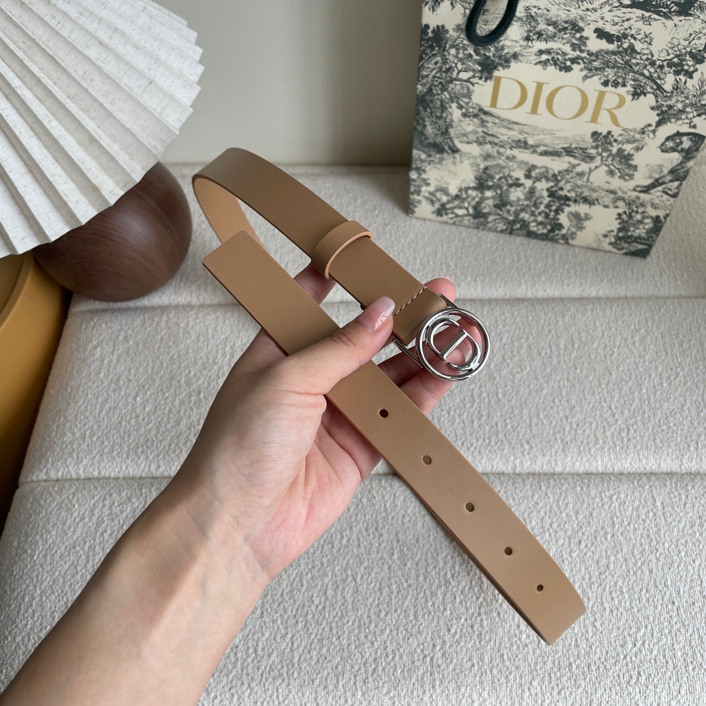 DIOR 25S BELT 25 MM IN LIGHT BROWN CALFSKIN 572163