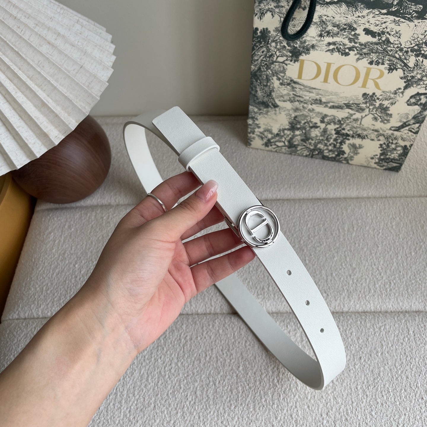 DIOR 25S BELT 25 MM IN WHITE CALFSKIN 572159