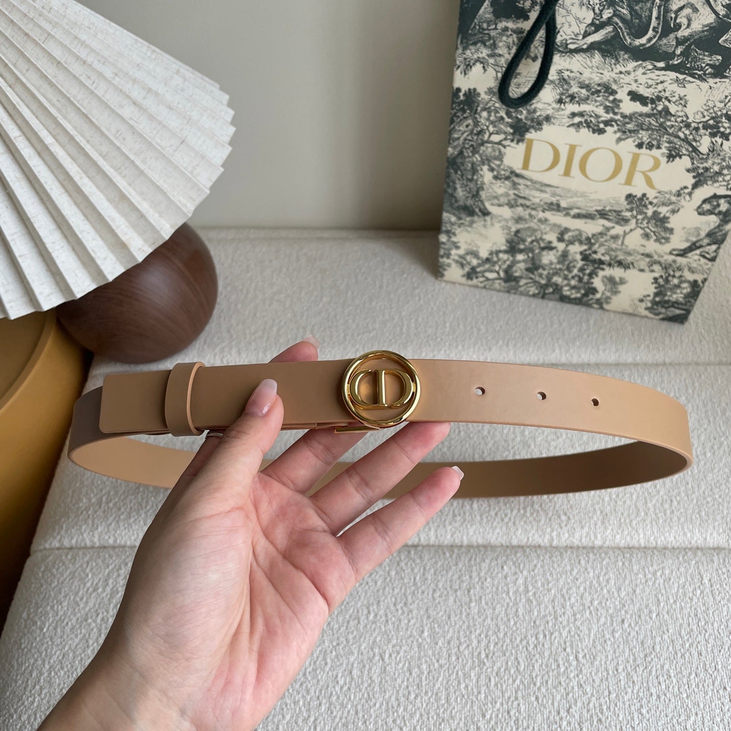 DIOR 25S BELT 25 MM IN LIGHT BROWN CALFSKIN 572164