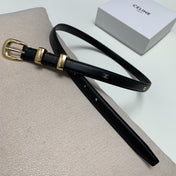 CL MINI 18 MM WESTERN BELT IN BLACK CALFSKIN GOLD HARDWARE