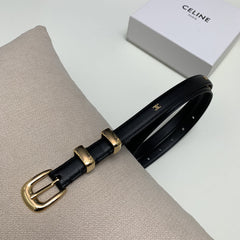 CL MINI 18 MM WESTERN BELT IN BLACK CALFSKIN GOLD HARDWARE