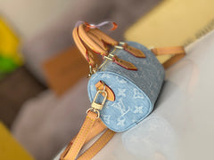 NANO SPEEDY 16 IN LIGHT BLUE MONOGRAM DENIM