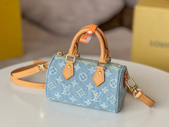 NANO SPEEDY 16 IN LIGHT BLUE MONOGRAM DENIM