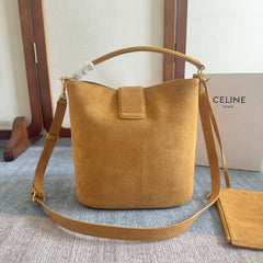 MINI BUCKET LOUISE 25 CARAMEL BROWN IN NUBUCK