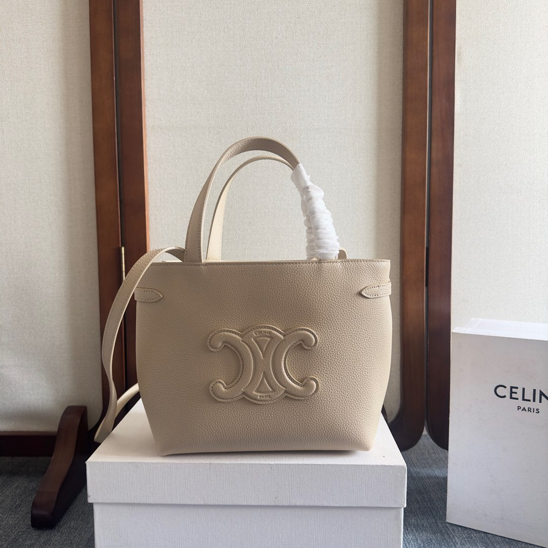 MINI CABAS ANAÏS CUIR TRIOMPHE 20 IN BEIGE GRAINED CALFSKIN