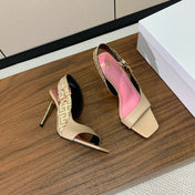 BALMAIN 25S JACQUARD KNIT SLINGBACK PUMPS 95MM IN BEIGE GRAY AND PINK CALFSKIN