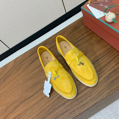LP LOAFERS 25S IN YELLOW CASHMERE WITH SILVER HARDWARE