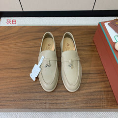 LP LOAFERS 25S IN MOSS GRAY LAMBSKIN WITH SILVER HARDWARE