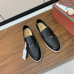 LP LOAFERS 25S IN BLACK LAMBSKIN WITH SILVER HARDWARE