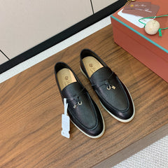 LP LOAFERS 25S IN BLACK LAMBSKIN WITH SILVER HARDWARE