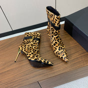 BALMAIN 26S BOOTS 95 MM IN LEOPARD PRINT PONY HAIR