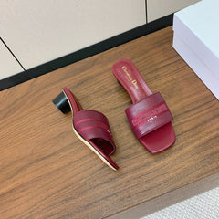 DIOR 25S HIGH-HEEL SANDALS 40 MM IN DARK RED CALFSKIN
