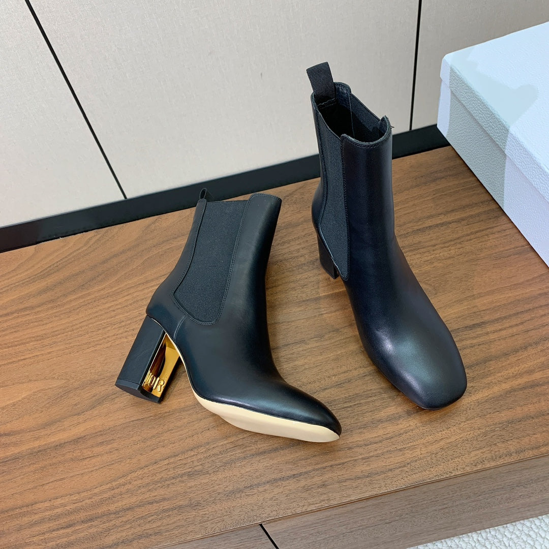 DIOR 25S ANKLE BOOTS 80 MM IN BLACK CALFSKIN