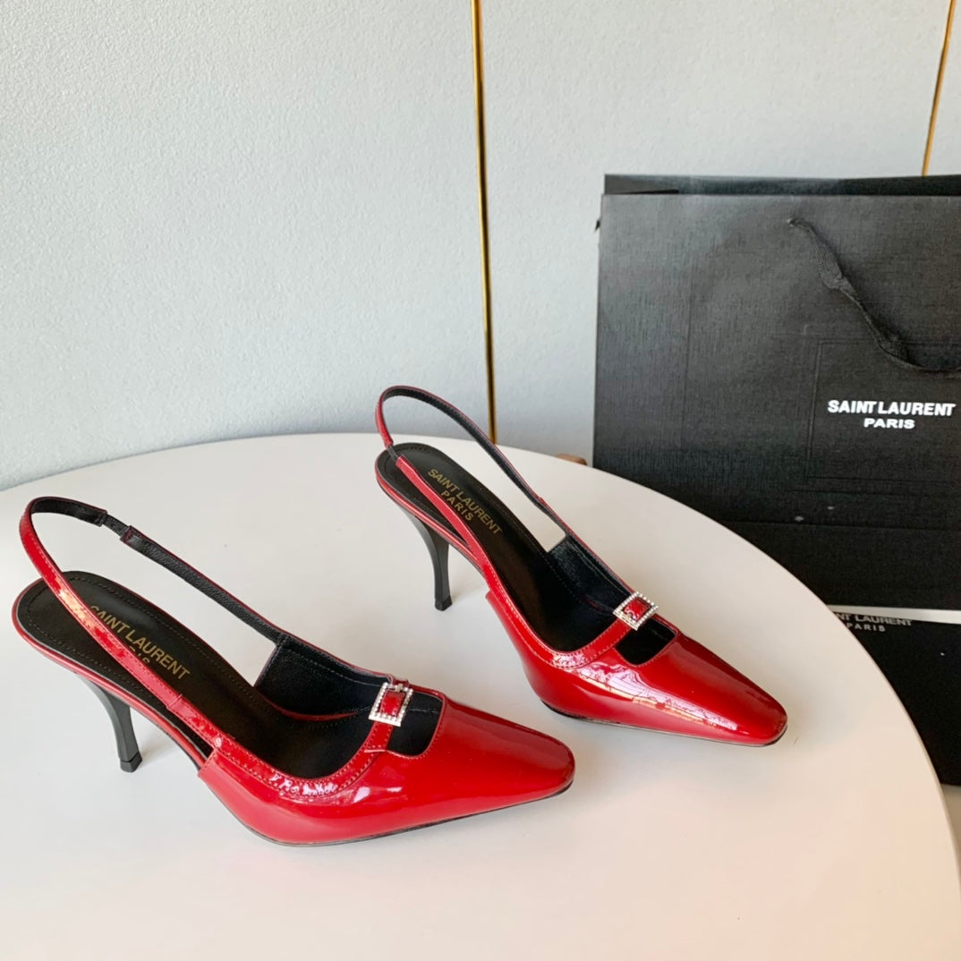 SL BLADE SLINGBACK RED POLISHED CALFSKIN