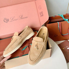 Loro Piana Beige Suede Summer Charms Walk Loafers
